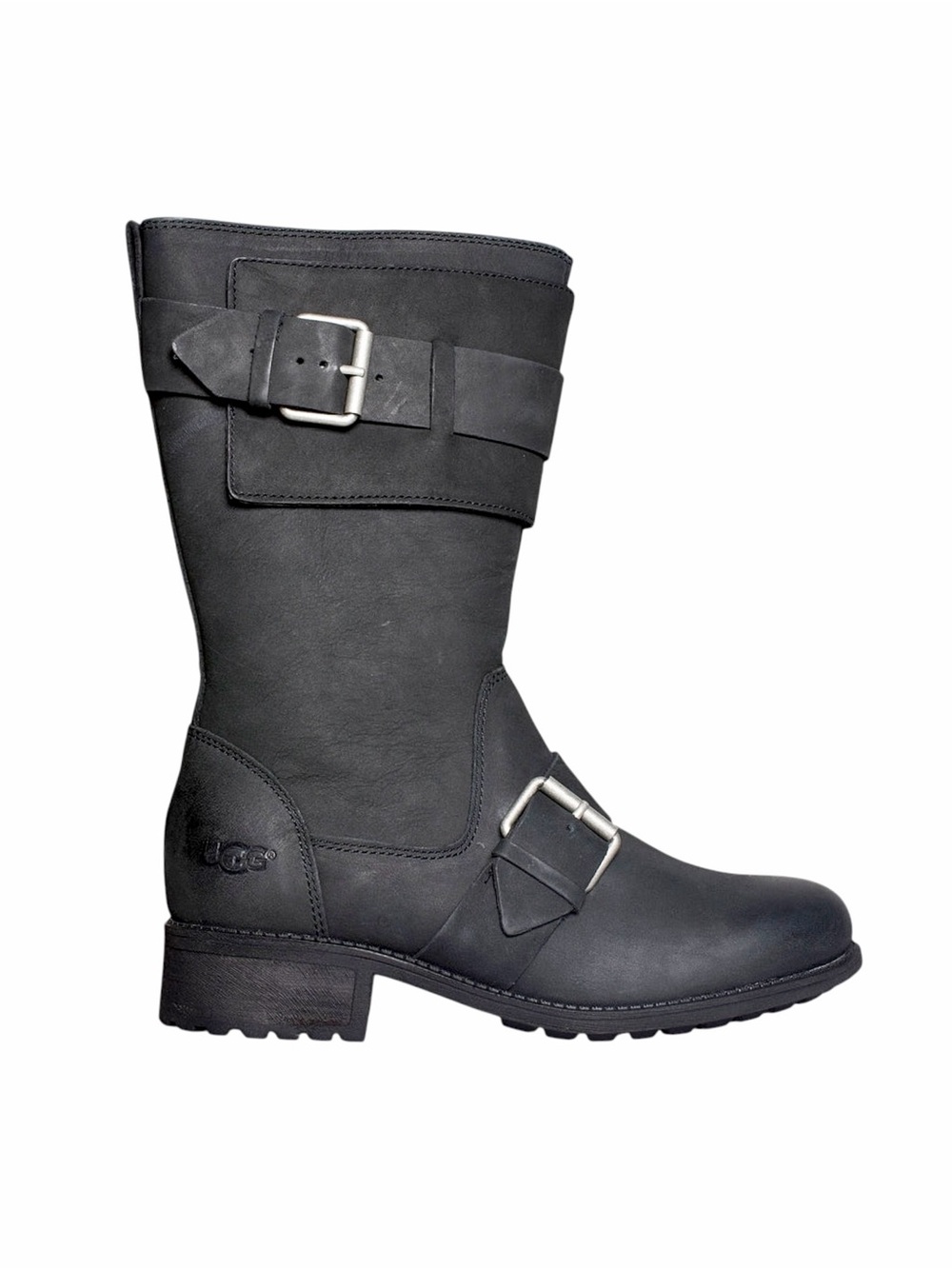 UGG – Chancey Tall Moto Boots Black Leather Buckle Riding Boots – Sz. 6